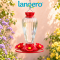 lanqero™ BloomSip Glass Hummingbird Feeder, 20 fl oz Nectar Capacity, 5 Flower Ports & Built-In Ant Moat