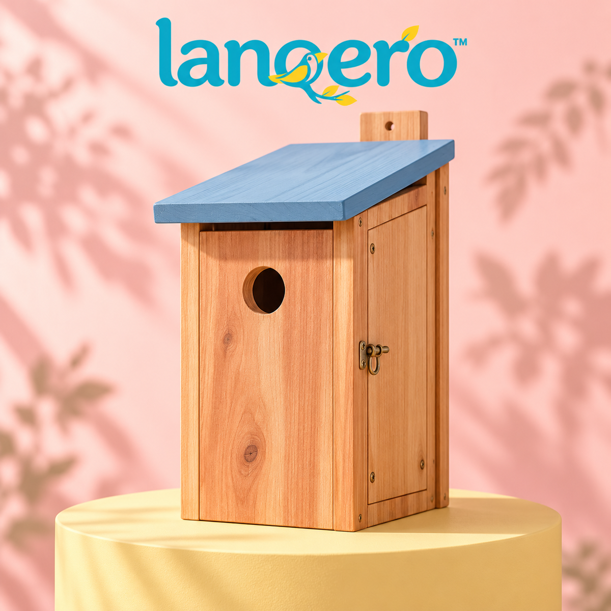 lanqero™ GroveNook Chickadee Birdhouse, 1.25-Inch Entrance Cedar Nest Box with Sloped Roof & Side-Opening Panel