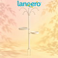 lanqero™ YardGather Bird Feeding Station, 85-Inch Steel Pole with 4 Hanging Hooks, Mesh Seed Tray & Removable Water Dish